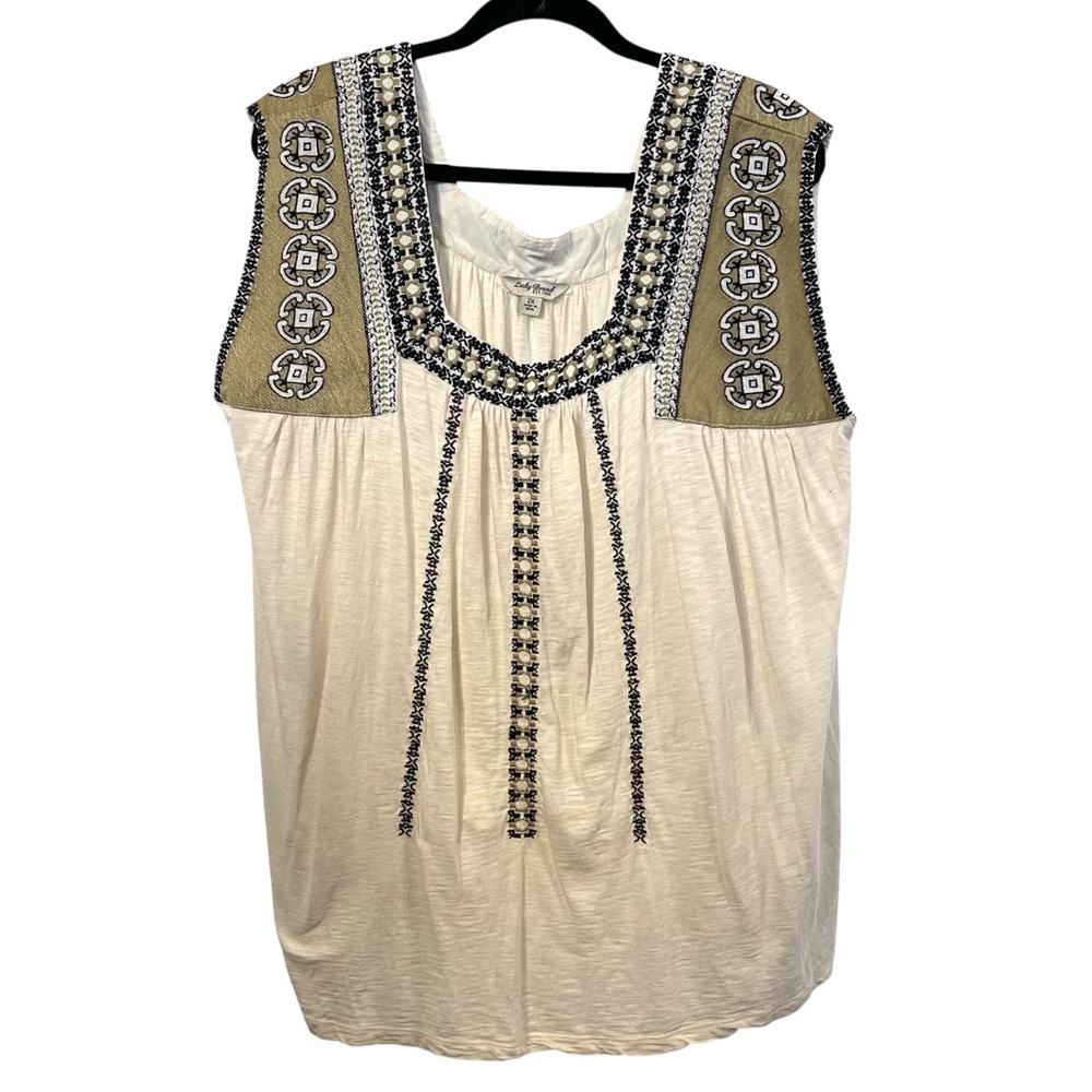 Embroidered Cream and Black Women's Top